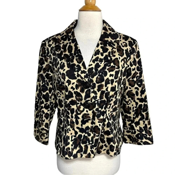 Grace Elements women's 10 leopard print trendy blazer Chic Regency Classic - Picture 1 of 6